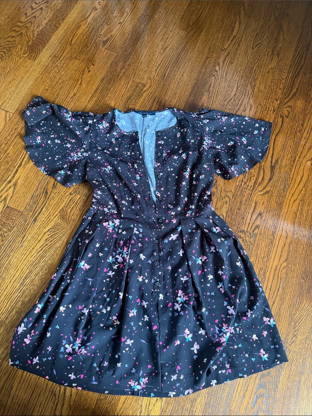 Black Floral Fit-and-Flare Dress